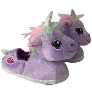 Girls Build A Bear Purple UNICORN Slippers Shoes Size S 10/11 M 12/13 3/4 NWT